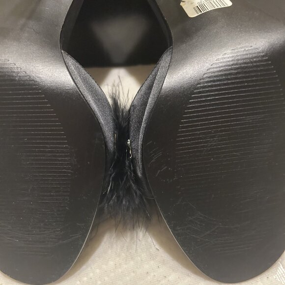 Victoria Secret Marabu Slipper Black Fluffy Vintage Like New with bag & box - Picture 10 of 14